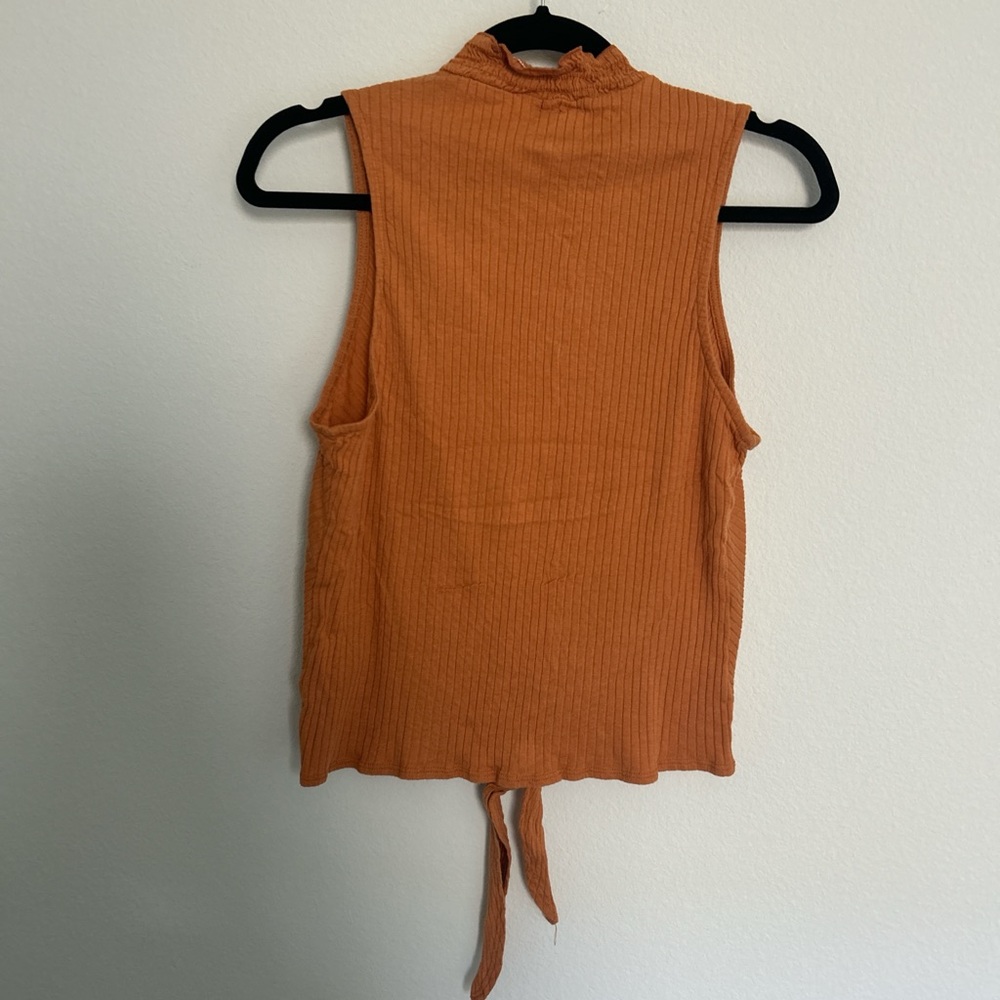 W5 Terracotta Sleeveless Blouse with Tie-Front - Picture 2 of 5